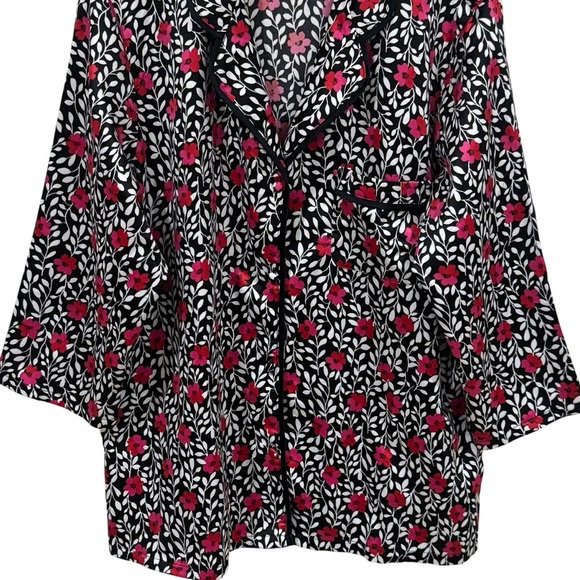Kate Spade Floral Pajama Button up Top Comfy Cute Chic Women's Size L - Picture 4 of 11